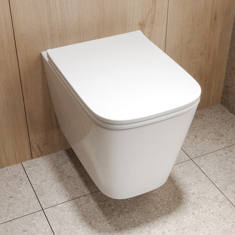 ONLY OPENED - Wall Hung Rimless Toilet with Soft Close Seat - Albi