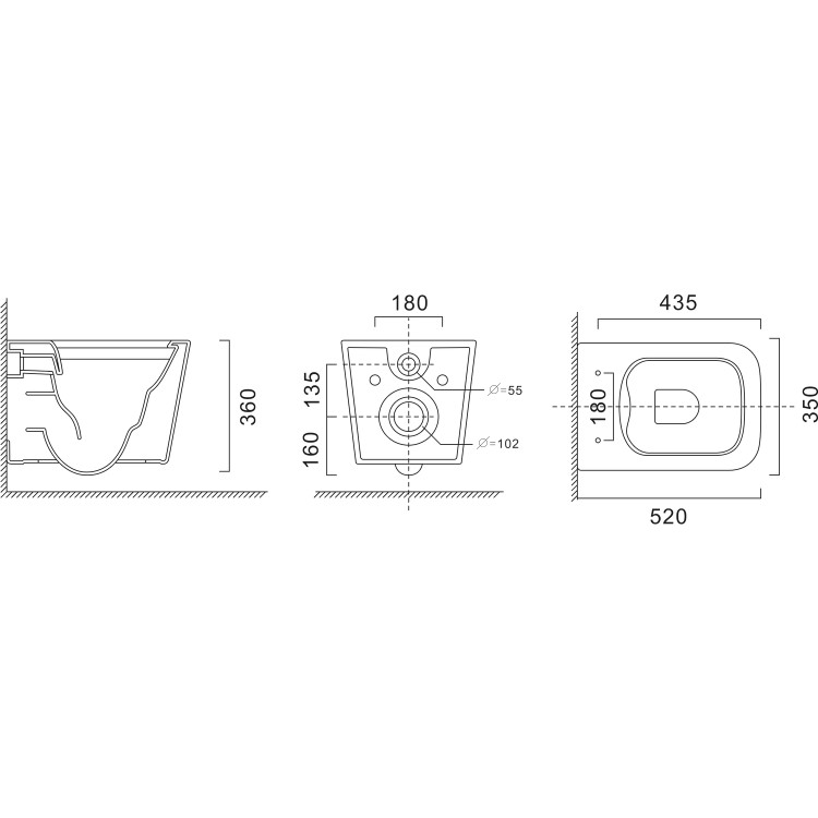 Grade A1 - Albi Wall Hung Toilet 1160mm Pneumatic Frame & Cistern & Chrome Flush Plate