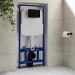 1168mm Wall Hung Toilet Frame & Black Mechanical Flush Plate with Concealed Cistern - Zana