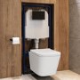 Wall Hung Toilet with Soft Close Seat, Mechanical Black Flush Plate, 1168mm Frame & Cistern - Albi