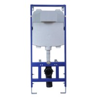 Wall Hung Toilet with Soft Close Seat, Mechanical Brushed Brass Flush Plate, 1168mm Frame & Cistern - Albi