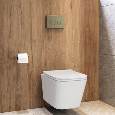 Wall Hung Toilet with Soft Close Seat, Mechanical Chrome Flush Plate, 1168mm Frame & Cistern - Albi