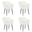 BUN/ALY001/85410 Set of 4 Cream Boucle Tub Dining Chairs - Ally