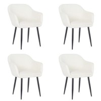Set of 4 Cream Boucle Tub Dining Chairs - Ally