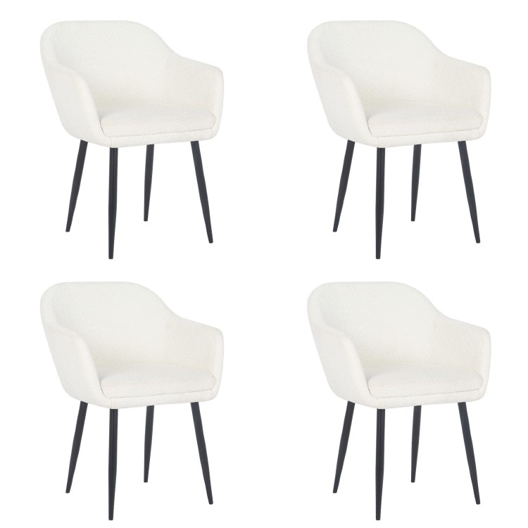 Set of 4 Cream Boucle Tub Dining Chairs - Ally