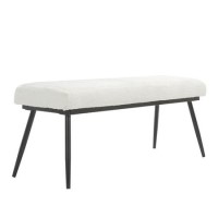 Large Cream Boucle Dining Bench - 120cm - Seats 2 - Ally Large Cream Boucle Dining Bench - 120cm - Seats 2 - Ally