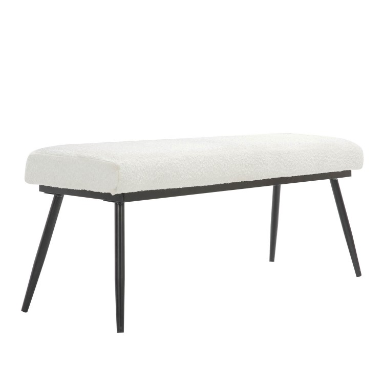 Large Cream Boucle Hallway Bench - Seats 2 - Ally