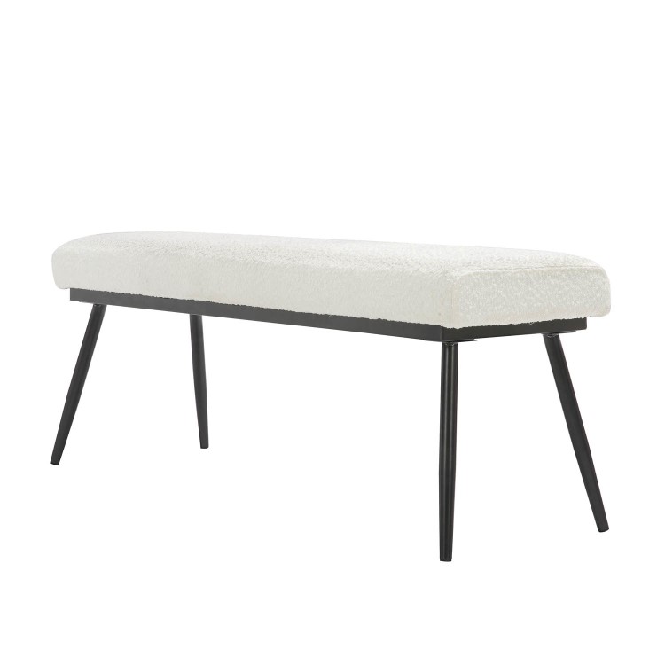 Large Cream Boucle Hallway Bench - Seats 2 - Ally
