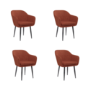 Set of 4 Burnt Orange Boucle Dining Chairs with Arms - Ally
