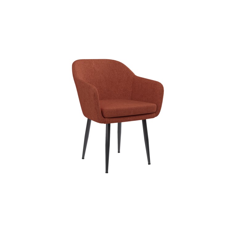 Set of 4 Burnt Orange Boucle Dining Chairs with Arms - Ally