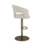 Set of 2 Beige Upholstered Adjustable Swivel Bar Stools with Brass Base - Azalea