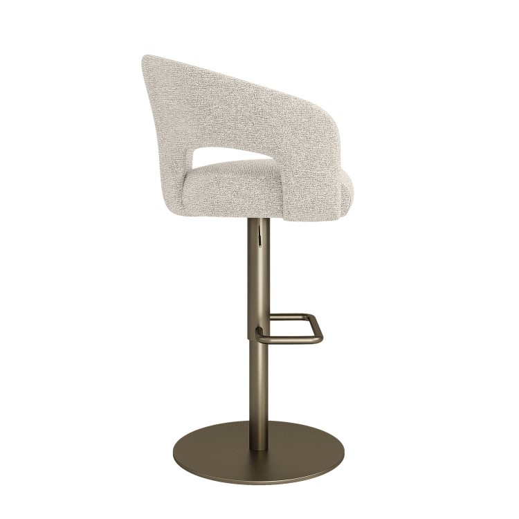 Set of 2 Beige Upholstered Adjustable Swivel Bar Stools with Brass Base - Azalea