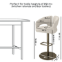 Set of 4 Beige Upholstered Adjustable Swivel Bar Stools with Brass Base - Azalea