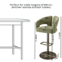 Set of 2 Sage Green Velvet Adjustable Swivel Bar Stools with Brass Base - Azalea
