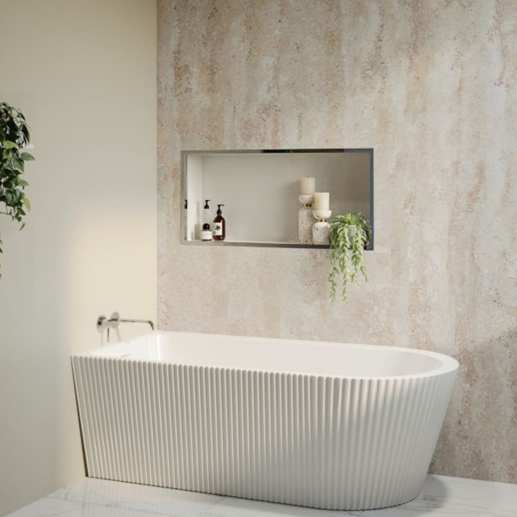 GRADE A1 - Freestanding Single Ended Left Hand Fluted Corner Bath 1650 x 800mm - Amaro