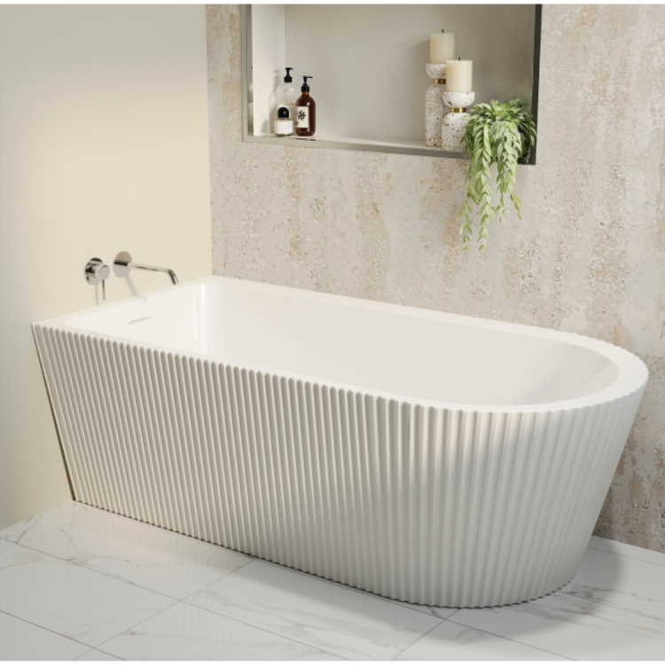 GRADE A1 - Freestanding Single Ended Left Hand Fluted Corner Bath 1650 x 800mm - Amaro