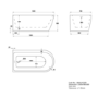 Freestanding Shower Bath Single Ended Left Hand Corner with Black Bath Screen 1500 x 800mm - Amaro