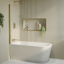 BUN/AMALH1500/93517 Freestanding Shower Bath Single Ended Left Hand Corner with Brass Bath Screen 1500 x 800mm - Amaro