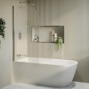 BUN/AMALH1650/89200 Freestanding Shower Bath Single Ended Left Hand Corner with Chrome Bath Screen 1650 x 800mm - Amaro