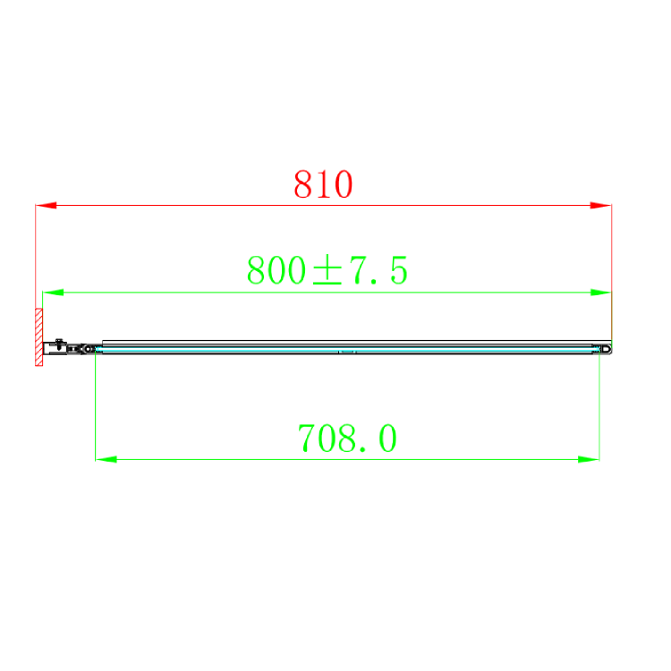 ONLY OPENED - Nova Grid 800mm 8mm Bath Screen - Black- Left