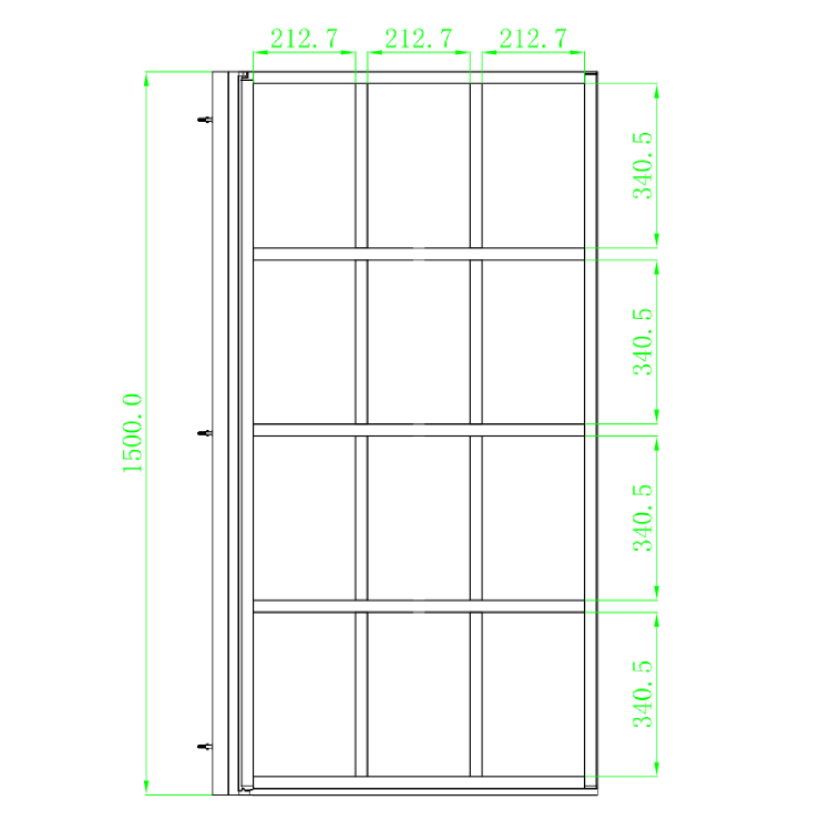 ONLY OPENED - Nova Grid 800mm 8mm Bath Screen - Black- Left