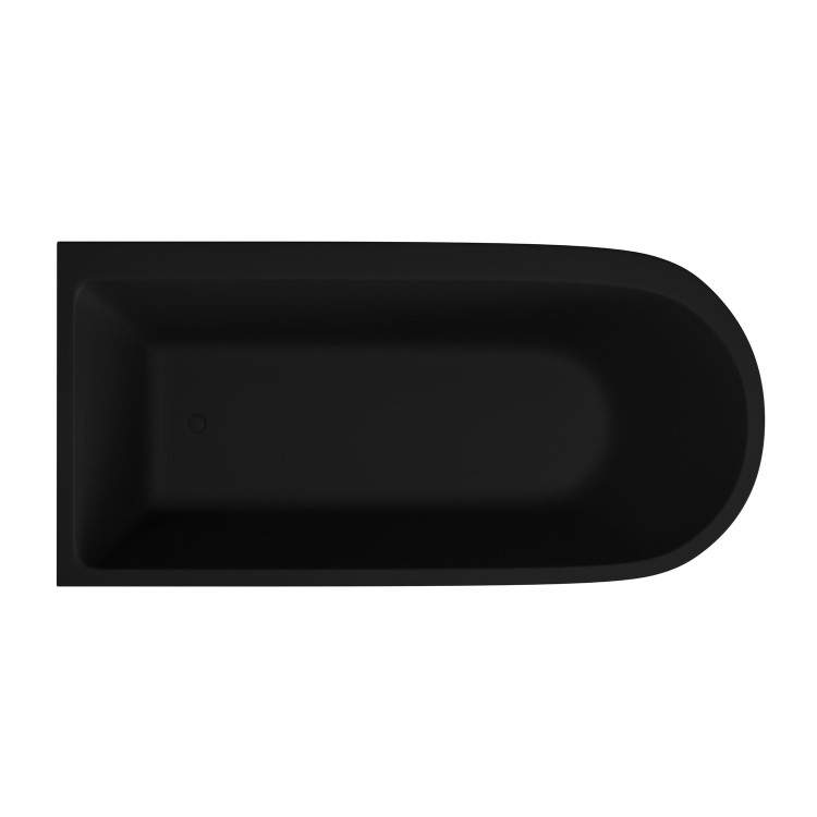 Matt Black Freestanding Shower Bath Single Ended Left Hand Corner with Chrome Bath Screen 1650 x 800mm - Amaro
