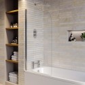 A1/TAURCHSC ONLY OPENED - Chrome Hinged Shower Bath Screen 1450 x 775mm - Taurus