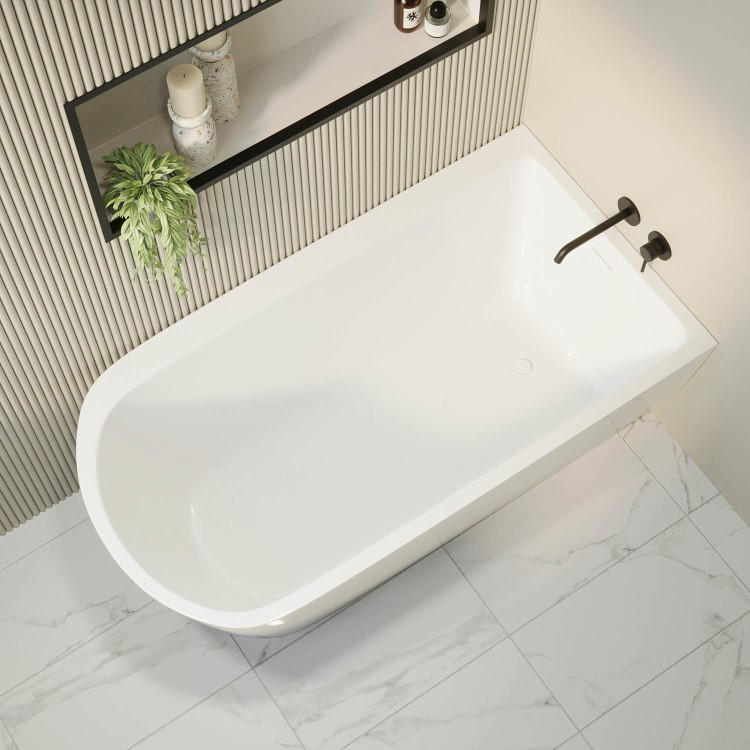 GRADE A1 - Freestanding Single Ended Right Hand Corner Bath 1500 x 800mm - Amaro
