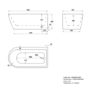 Freestanding Shower Bath Single Ended Right Hand Corner with Brass Bath Screen 1500 x 800mm - Amaro