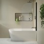 Freestanding Shower Bath Single Ended Right Hand Corner with Black Bath Screen 1650 x 800mm - Amaro