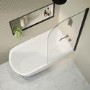 Freestanding Shower Bath Single Ended Right Hand Corner with Black Bath Screen 1650 x 800mm - Amaro