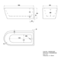 Freestanding Shower Bath Single Ended Right Hand Corner with Chrome Bath Screen 1650 x 800mm - Amaro