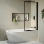 ONLY OPENED - Freestanding Single Ended Right Hand Corner Shower Bath with Black Bath Screen 1650 x 800mm - Amaro