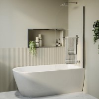 Freestanding Single Ended Right Hand Corner Shower Bath with Chrome Bath Screen with Towel Rail 1650 x 800mm - Amaro Freestanding Single Ended Right Hand Corner Shower Bath with Chrome Bath Screen with Towel Rail 1650 x 800mm - Amaro