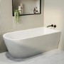 Freestanding Single Ended Right Hand Corner Shower Bath with Chrome Bath Screen with Towel Rail 1650 x 800mm - Amaro