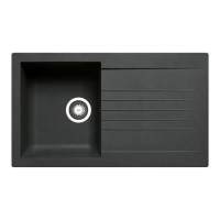 Black Single Bowl Composite Inset Kitchen Sink with Reversible Drainer & Black Dual Lever Kitchen Mixer Tap - Essence