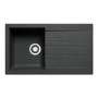 Black Single Bowl Composite Inset Kitchen Sink with Reversible Drainer & Black Dual Lever Kitchen Mixer Tap - Essence