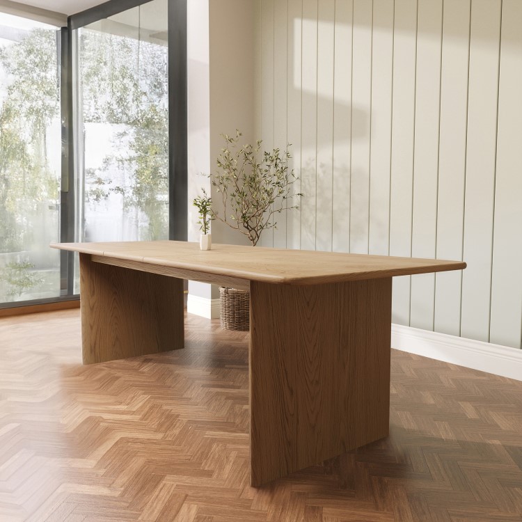 Large Rustic Oak Extendable Dining Table - 180 - 220cm - Seats 6 - 8 - Mia