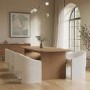 Large Rectangular Rustic Oak Extendable Dining Table Set with 6 White Boucle Chairs - Seats 6 - Mia