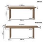 Large Rectangular Rustic Oak Extendable Dining Table Set with 6 White Boucle Chairs - Seats 6 - Mia