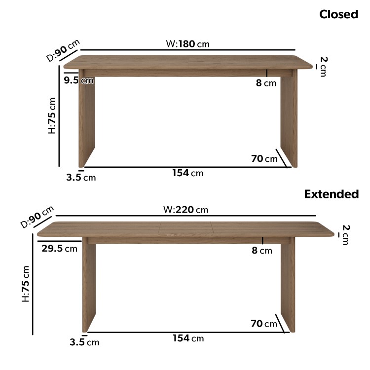 Large Rectangular Rustic Oak Extendable Dining Table Set with 6 White Boucle Chairs - Seats 6 - Mia