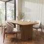 Weathered Oak Extendable Dining Table Set with 6 Beige Printed Chairs -  Mia