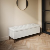 Cream Fabric Ottoman Hallway Bench with Storage - Amara Cream Fabric Ottoman Hallway Bench with Storage - Amara