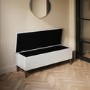 Cream Fabric Ottoman Hallway Bench with Storage - Amara