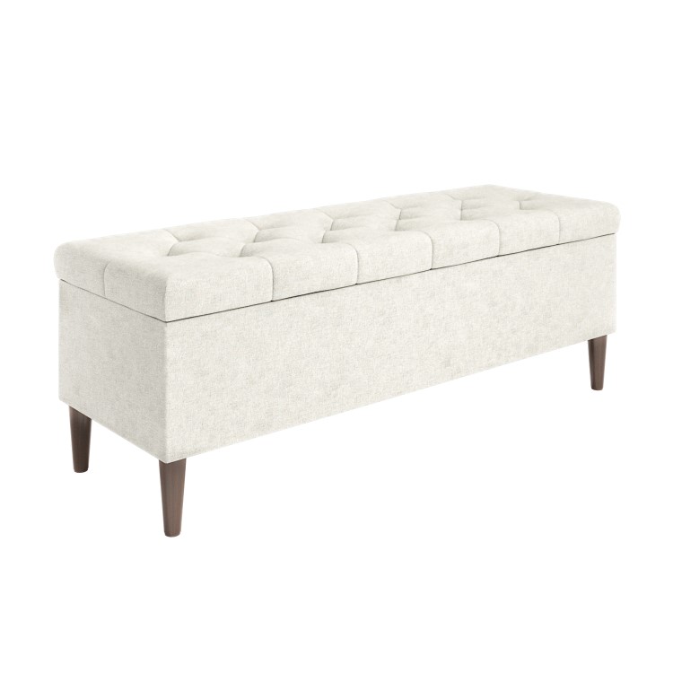 Cream Fabric Ottoman Hallway Bench with Storage - Amara
