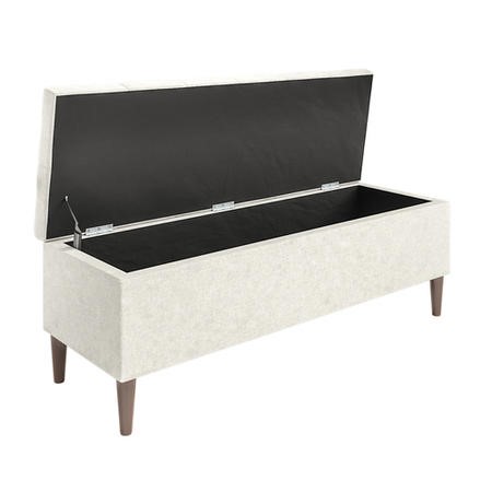 Chesterfield Ottoman Storage Blanket Box in Cream Fabric Amara