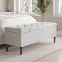 AMR009BB Chesterfield Ottoman Storage Blanket Box in Cream Fabric - Amara