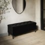 Black Velvet Ottoman Hallway Bench with Storage - Amara