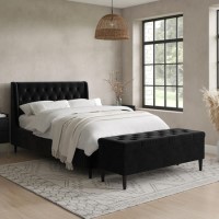 Black Velvet King Size Ottoman Bed with Blanket Box - Amara Black Velvet King Size Ottoman Bed with Blanket Box - Amara