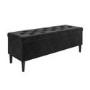 Black Velvet Ottoman Hallway Bench with Storage - Amara